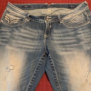 Vigoss Women's Factory Distressed Size 18 Blue Skinny Jeans